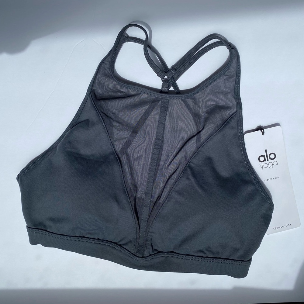 Alo Yoga Women's Empower Femme Staple Anthracite Sports Bra Size Small NWT